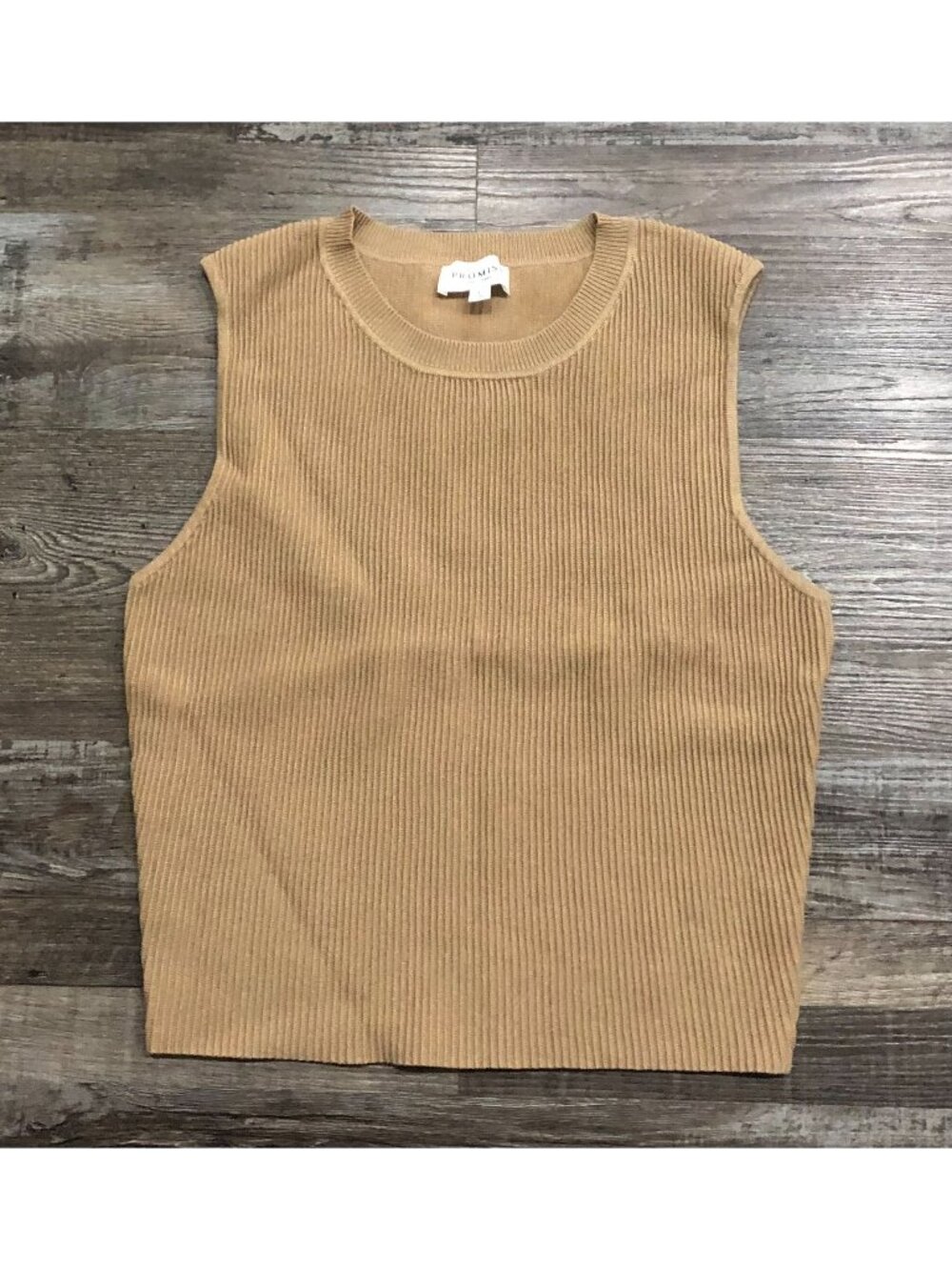 Promise The Label Womens Large Brown Sleeveless Ribbed Shirt